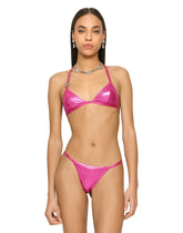 Laminated triangle bikini top with DG logo - | Dolce & Gabbana