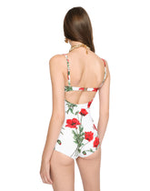 Poppy-print balconette one-piece swimsuit - | Dolce & Gabbana