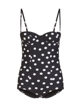 One-piece balconette swimsuit with polka dot print - | Dolce & Gabbana