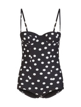 One-piece balconette swimsuit with polka dot print - | Dolce & Gabbana