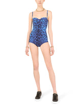Neon leopard-print one-piece balconette swimsuit - | Dolce & Gabbana
