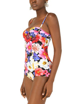 Garden-print one-piece balconette swimsuit - | Dolce & Gabbana