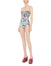 Bluebell-print one-piece balconette swimsuit - | Dolce & Gabbana