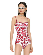 Majolica-print one-piece swimsuit - | Dolce & Gabbana