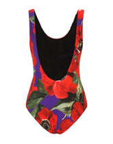 Racing swimsuit with anemone print - | Dolce & Gabbana