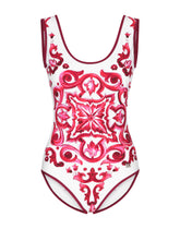 Majolica-print racing swimsuit - | Dolce & Gabbana