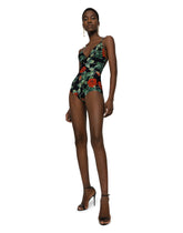 Rose-print one-piece swimsuit - | Dolce & Gabbana