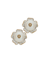 Stud earrings flower with pearl and rhinestone - | Dolce & Gabbana
