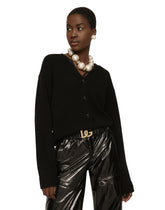 Stud earrings flower with pearl and rhinestone - | Dolce & Gabbana