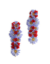 Drop earrings with rhinestone and fabric flowers - | Dolce & Gabbana