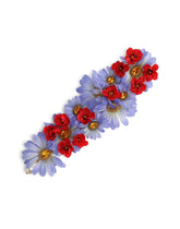 Drop earrings with rhinestone and fabric flowers - | Dolce & Gabbana