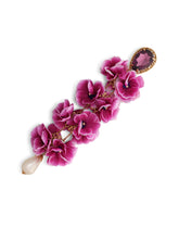 Drop earrings with rhinestone and fabric flowers - | Dolce & Gabbana