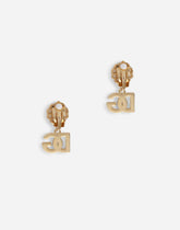 Clip-on earrings with pearls and DG logo pendants - | Dolce & Gabbana