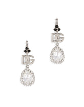 Drop earrings with rhinestones and DG logo - | Dolce & Gabbana