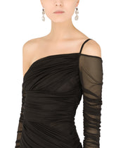 Drop earrings with rhinestones and DG logo - | Dolce & Gabbana