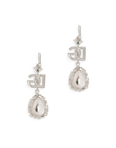 Drop earrings with rhinestones and DG logo - | Dolce & Gabbana
