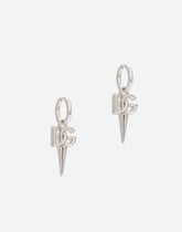 Hoop earring with DG logo and stud embellishment - | Dolce & Gabbana