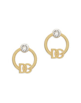 Hoop earrings with DG logo and rhinestones - | Dolce & Gabbana