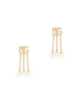 Drop earrings with DG logo and pearls - | Dolce & Gabbana