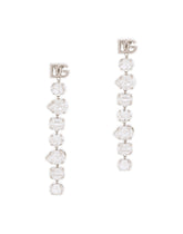 Long earrings with rhinestones and DG logo - | Dolce & Gabbana