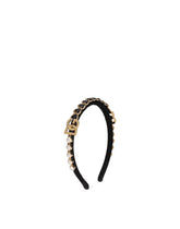 Satin headband with DG logo and rhinestones - | Dolce & Gabbana