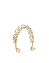 Tiara with maxi-balls and rhinestone DG logo - | Dolce & Gabbana