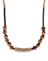 Wooden bead necklace with DG logo plate - | Dolce & Gabbana