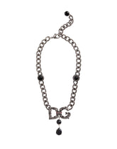 Link necklace with DG logo and rhinestone-detailed pendant - | Dolce & Gabbana