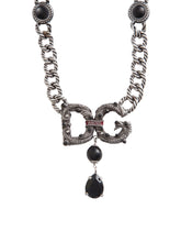 Link necklace with DG logo and rhinestone-detailed pendant - | Dolce & Gabbana