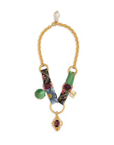 Short necklace with patchwork details and rhinestones - | Dolce & Gabbana