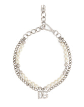 Necklace with metal chains, pearls and DG logo - | Dolce & Gabbana