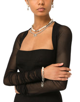 Necklace with metal chains, pearls and DG logo - | Dolce & Gabbana