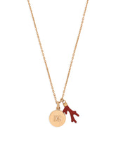 Necklace with DG logo pendant and coral embellishment - | Dolce & Gabbana