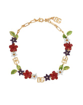Choker with flowers and DG logos - | Dolce & Gabbana