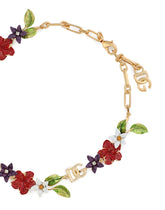 Choker with flowers and DG logos - | Dolce & Gabbana