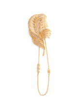 Silver lapel pin with feather detailing and rhinestone - | Dolce & Gabbana