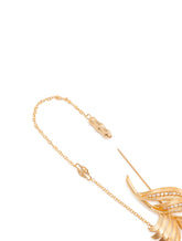 Silver lapel pin with feather detailing and rhinestone - | Dolce & Gabbana