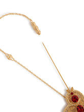 Silver lapel pin with gemstones and rhinestone detailing - | Dolce & Gabbana