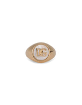 Ring with mother-of-pearl accent and DG logo - | Dolce & Gabbana
