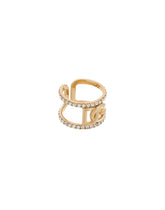 Open ring with rhinestones and DG logo - | Dolce & Gabbana