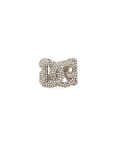 Open ring with rhinestones and DG logo - | Dolce & Gabbana