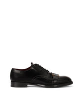 Brushed calfskin Derby shoes with branded plate -  | Dolce &amp; Gabbana