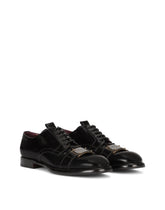 Brushed calfskin Derby shoes with branded plate -  | Dolce &amp; Gabbana