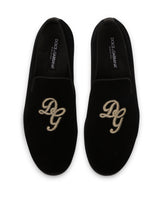 Velvet loafer with logo -  | Dolce & Gabbana