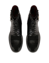 Brushed calfskin boots with branded plate -  | Dolce &amp; Gabbana