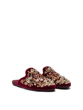 Velvet slippers with floral embroidery -  | Dolce &amp; Gabbana