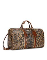 Medium travel bag in leo crepe with logo plaque -  | Dolce &amp; Gabbana