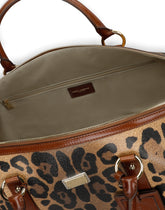 Medium travel bag in leo crepe with logo plaque -  | Dolce &amp; Gabbana