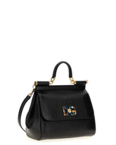 Medium iguana print calfskin Sicily bag with crystal DG logo patch -  | Dolce &amp; Gabbana