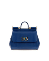 Medium iguana print calfskin Sicily bag with crystal DG logo patch -  | Dolce & Gabbana